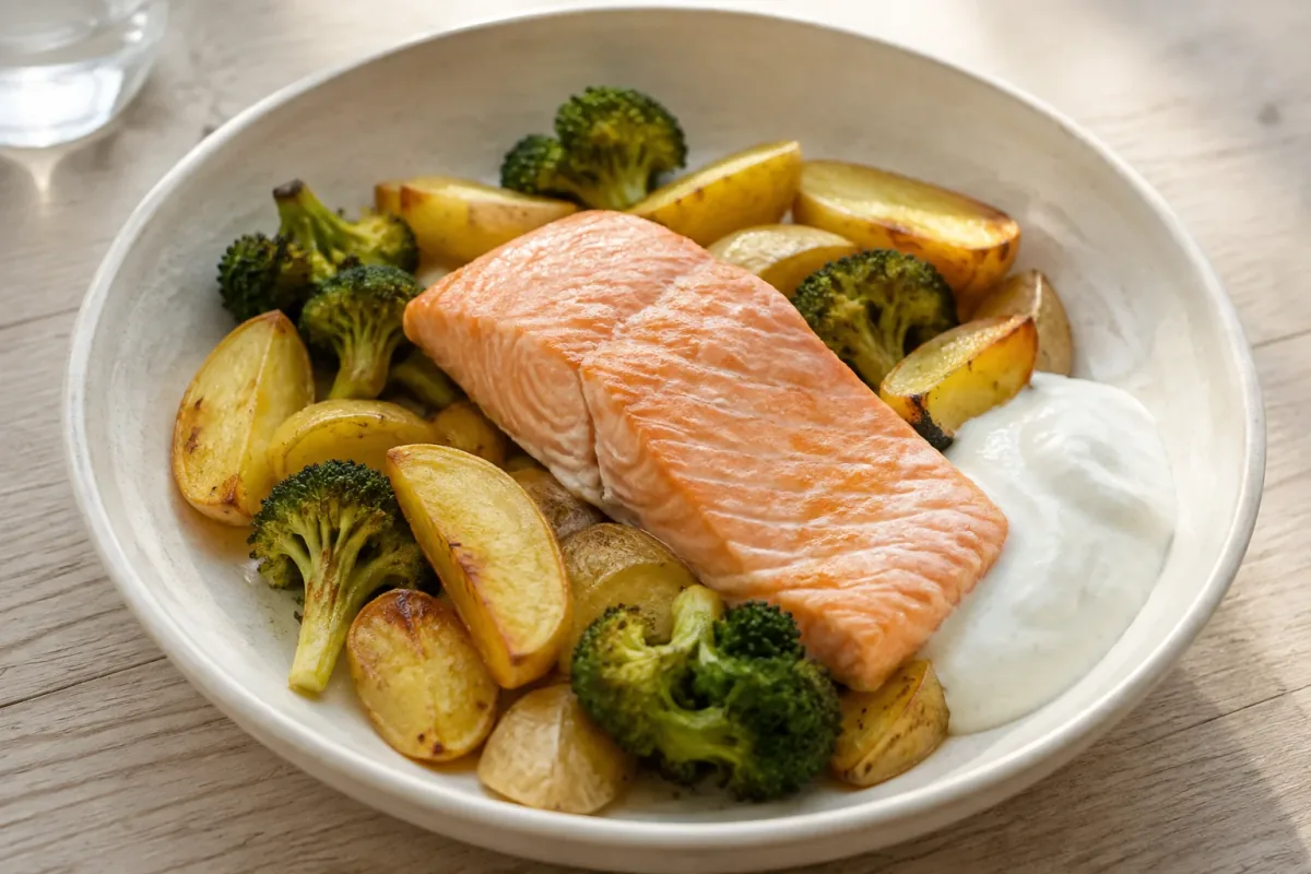 Ovnlaks med broccoli og kartofler
