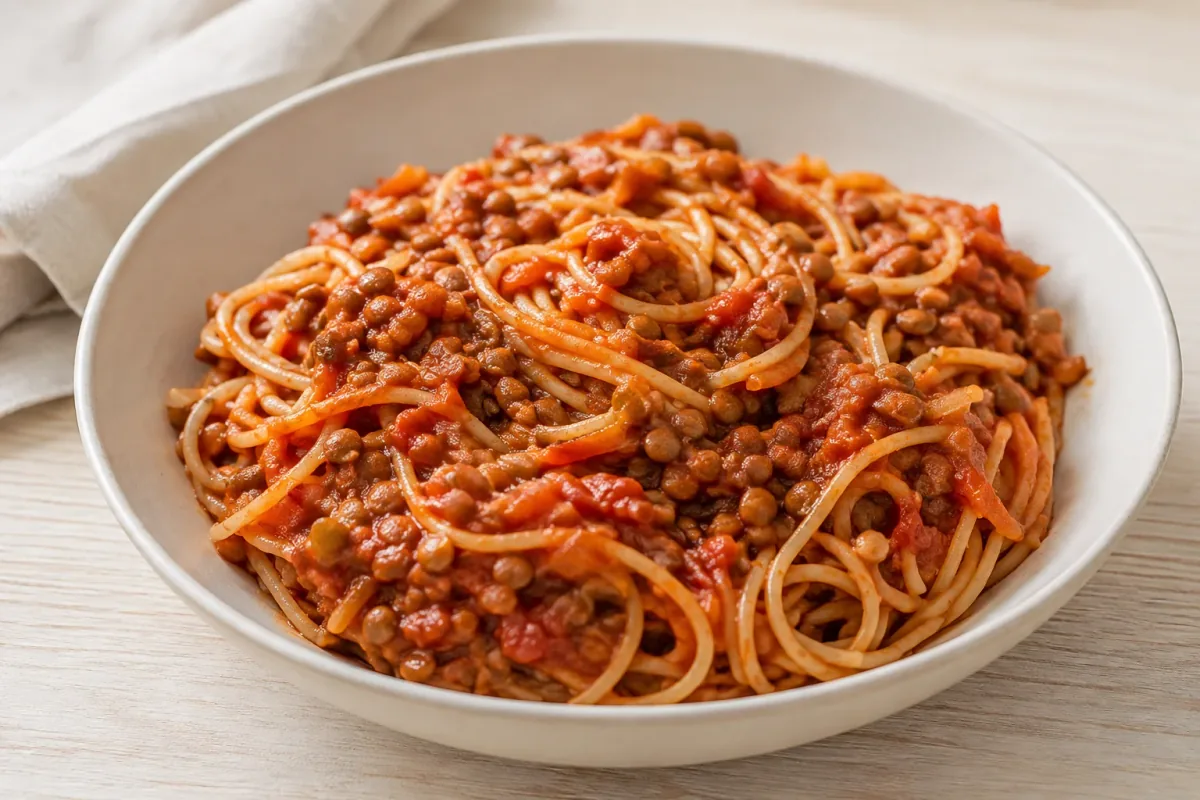 Spaghetti med linsebolognese