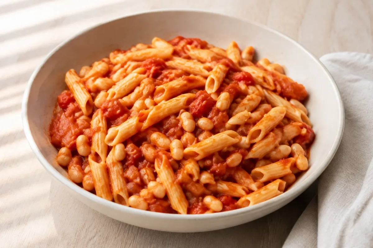 Tomatpasta med hvide bønner
